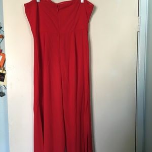 Red strapless jumpsuit